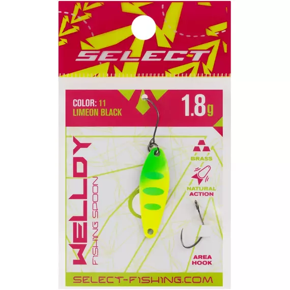 Блешня Select Welldy 1.8g 31mm #11 LimeON Black, Вага блешні: 1.8, Колір блешні: #11 LimeON Black, фото , изображение 2